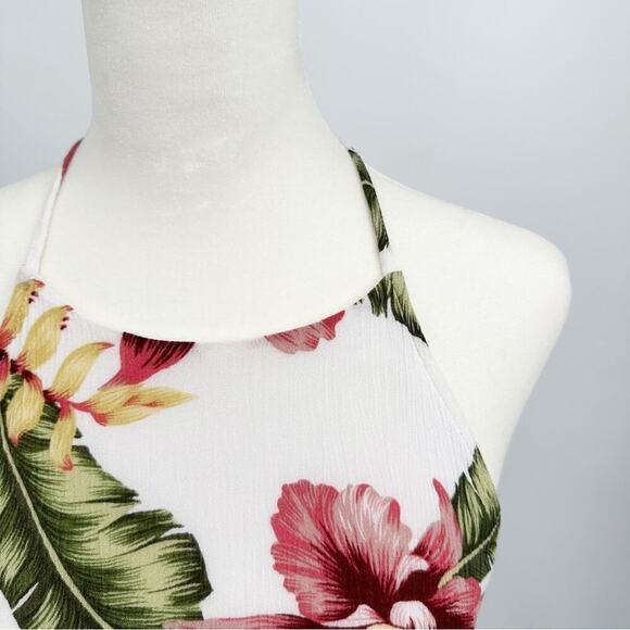 SHOW ME YOUR MUMU Tropical Aloha Blooms Halter Dress Size Medium Hawaiian Beach - Picture 10 of 10
